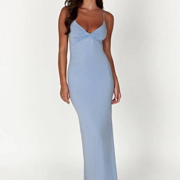 NWT Meshki Sinead Twisted Maxi Dress in Powder Blue, Sz M - Picture 1 of 5